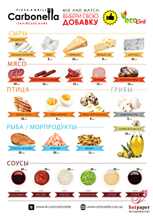 Разработка дизайна меню Киев